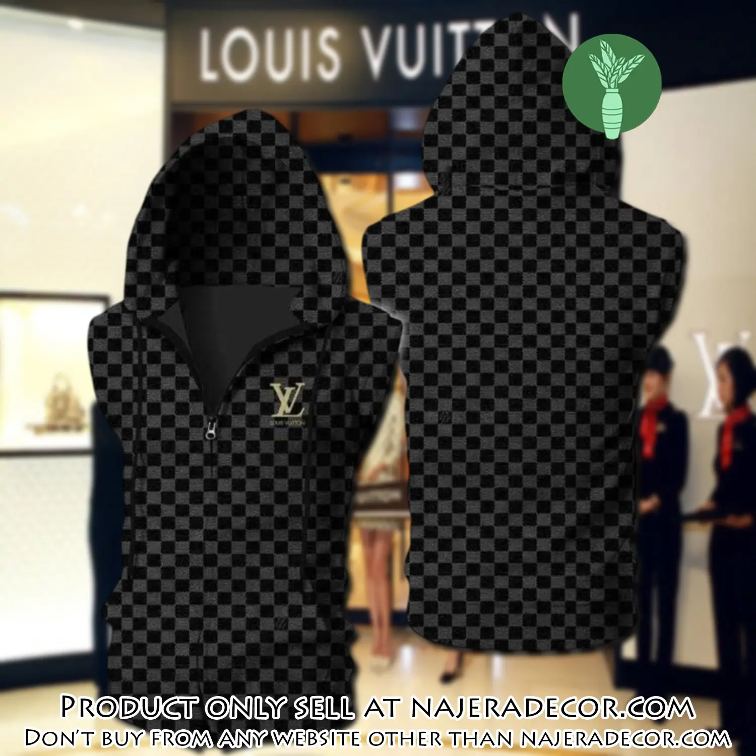 Louis vuitton black unisex sleeveless zip up hoodie luxury for men women szh009 njr3143306